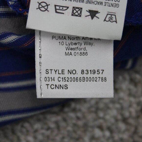 Puma Polo Shirt Mens Large Blue/Orange Contrast Collar Cotton Golf S/S Pullover - Picture 10 of 14